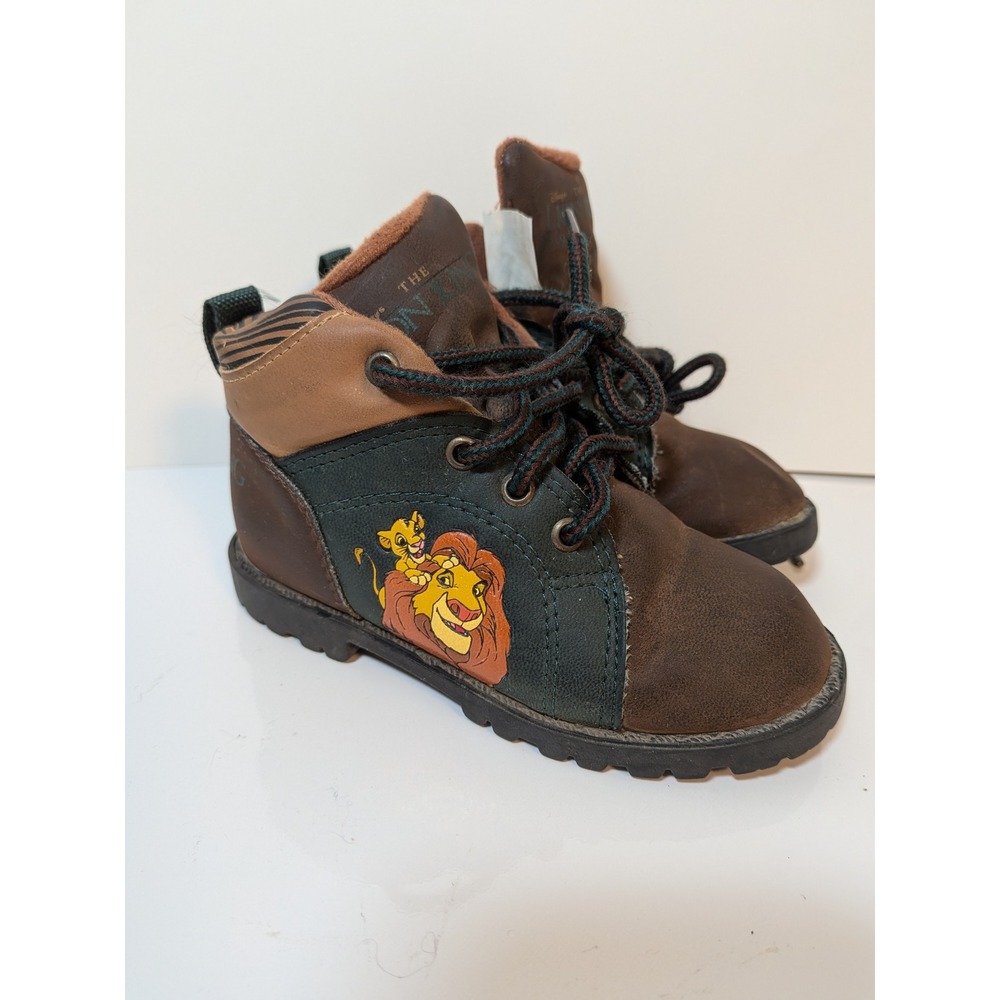 Vintage Disney The Lion King Toddler Boots Simba Mufasa Brown Green Size 7.5